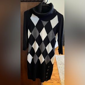 Sold!!        Argyle Print Mid Length Sweater Dress